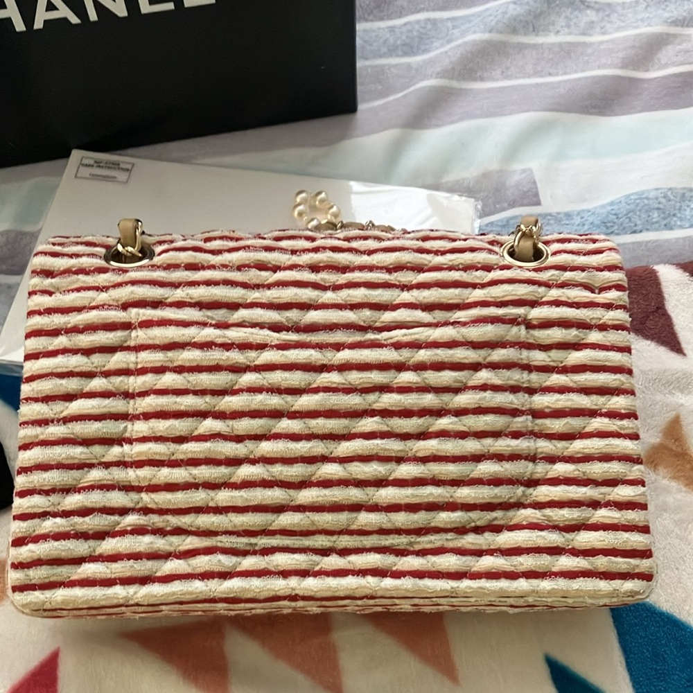 Chanel Classic Beige & red Striped Double Flap Bag 2014 - Picture 11 of 17